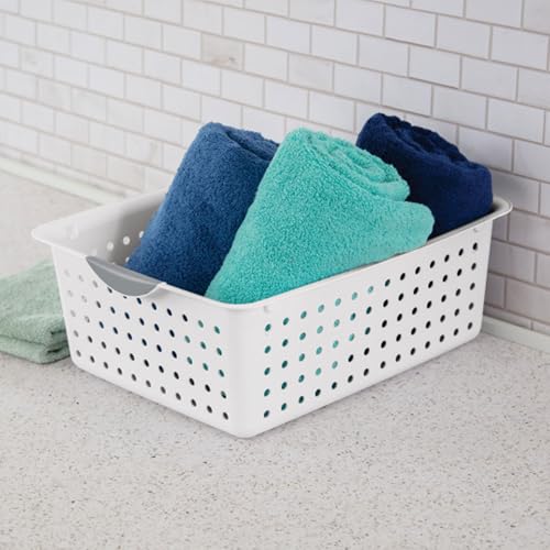 6-Pack White Plastic Storage Basket C417