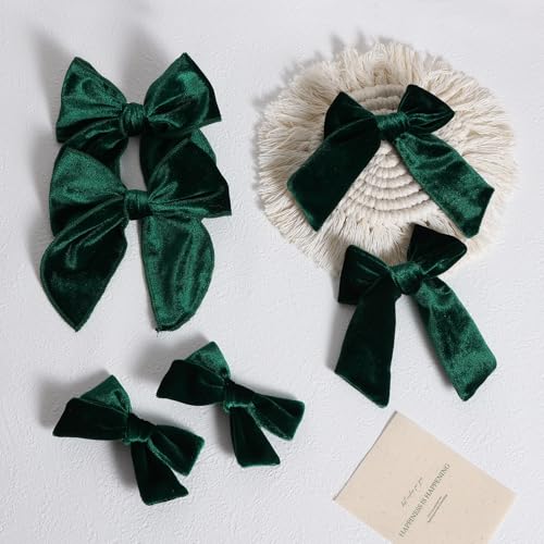 Red Velvet Ribbon Hair Bows 6PCS 3 Styles G4514