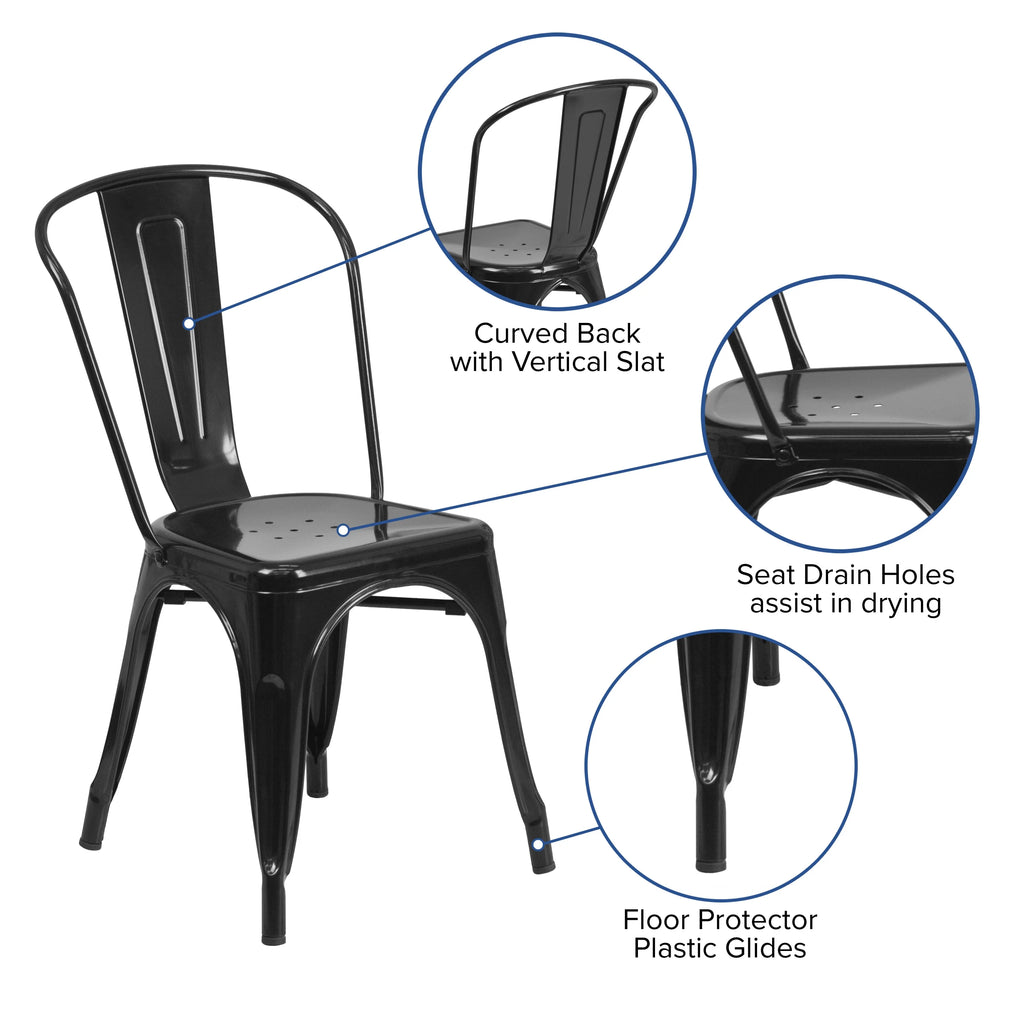 Black Metal Stackable Chair J478
