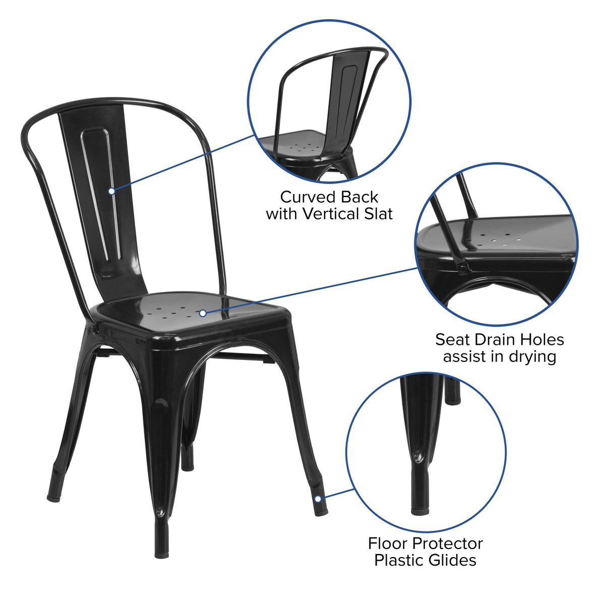 Black Metal Stackable Chair J478