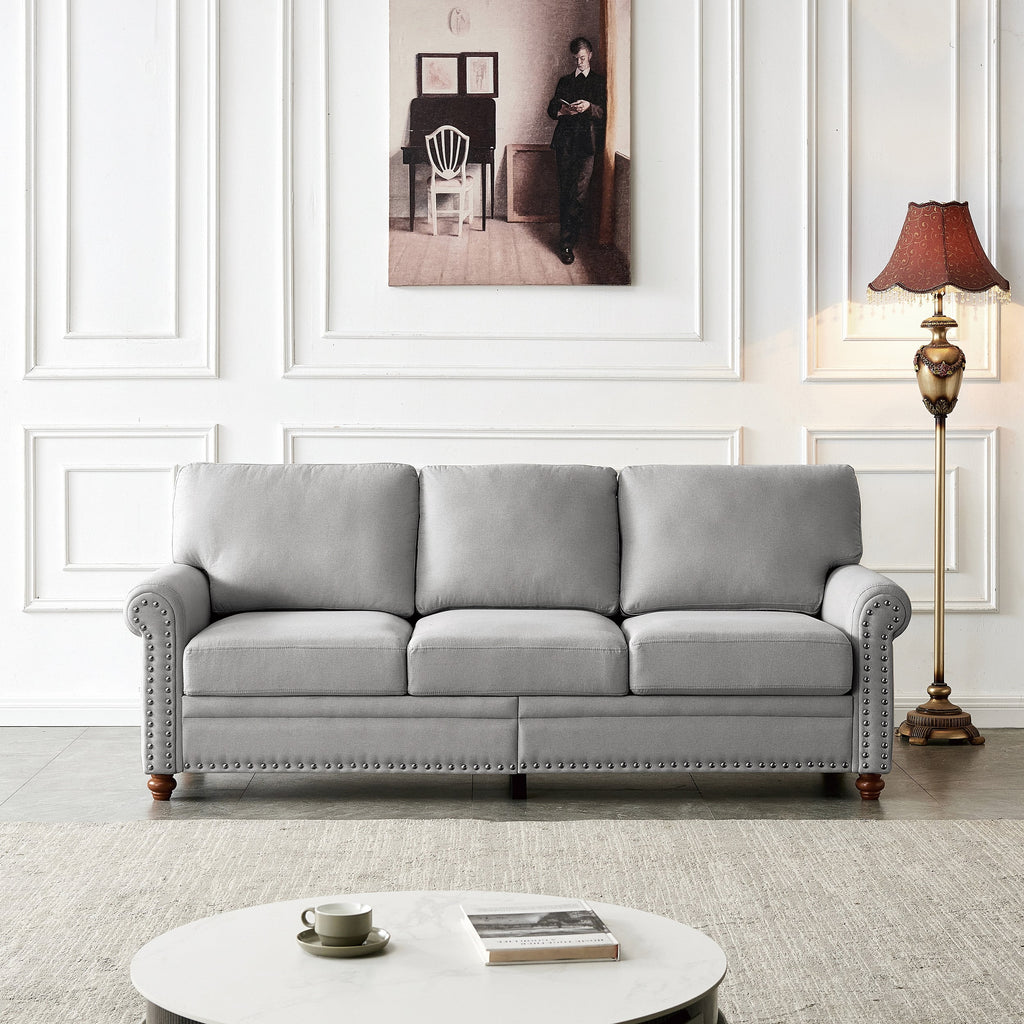 3 Seater Linen Fabric Convertible Sleeper Sofa R937284