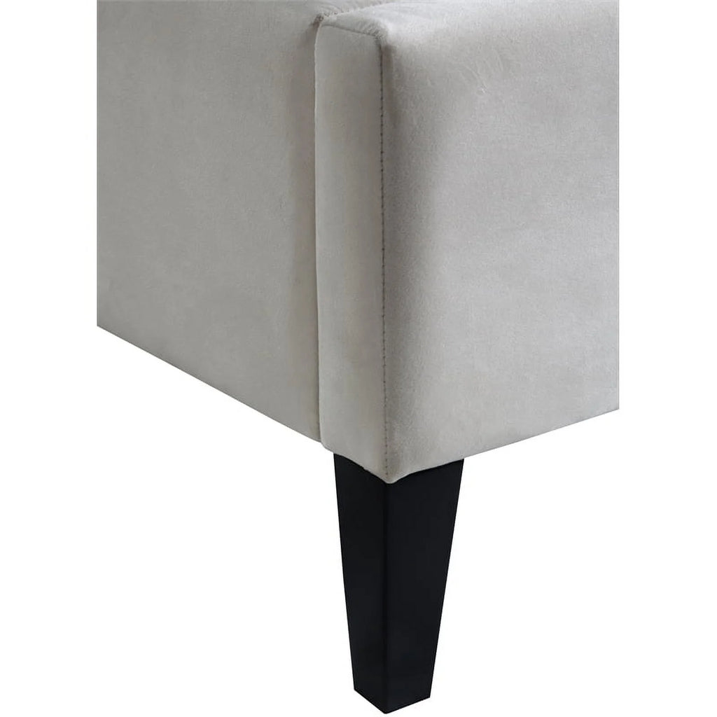 Cream Velvet Queen Bed J907436