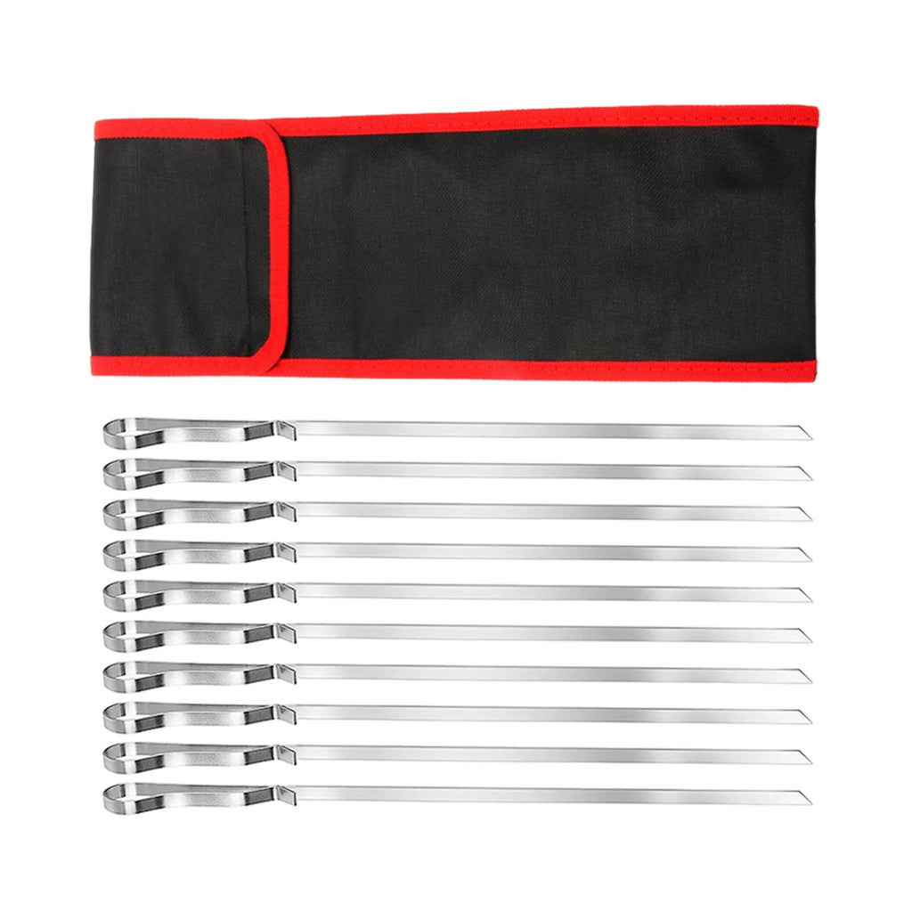 10 Pieces Barbecue Skewer Fork with Cloth Bag N184962