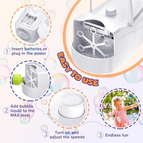 Automatic Bubble Machine with 2 Speeds and 6 Wands Y82017