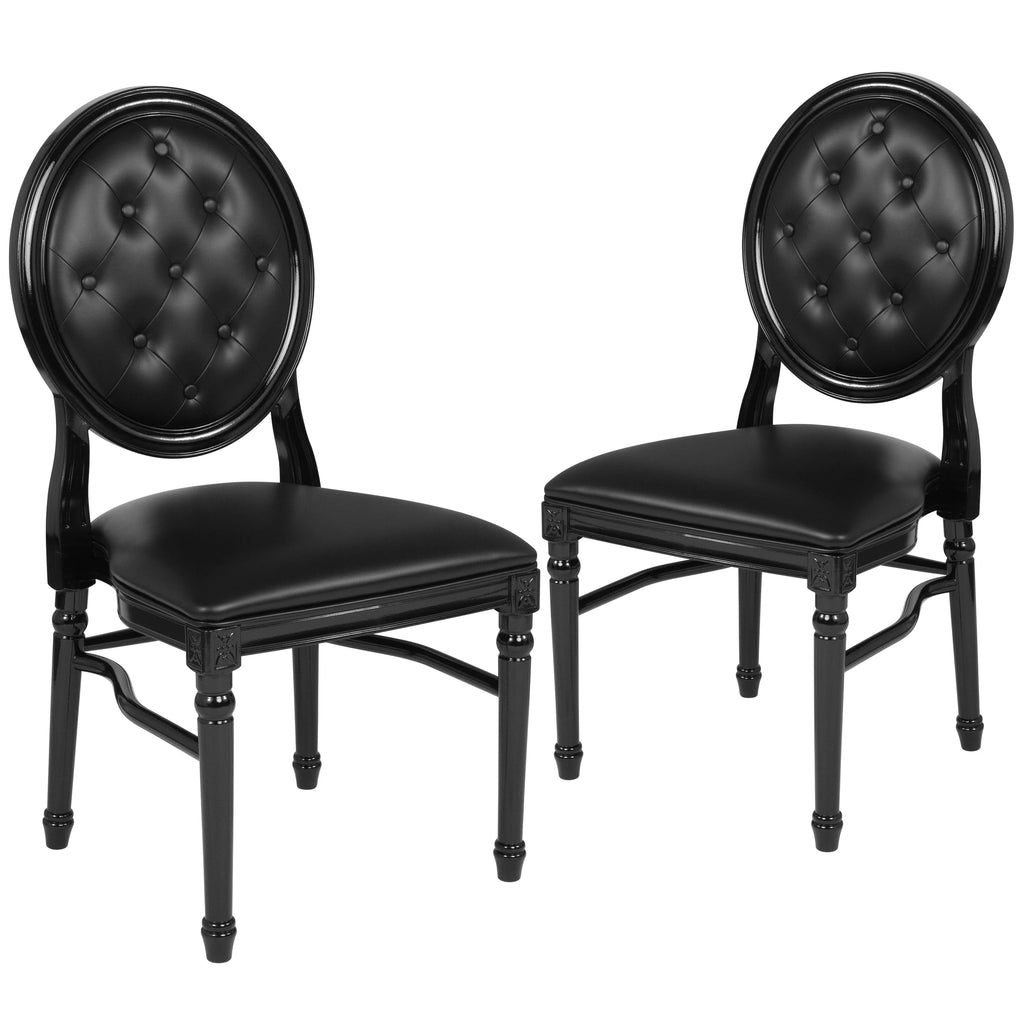 2 Pack Black Vinyl Tufted Back Chair Q9286