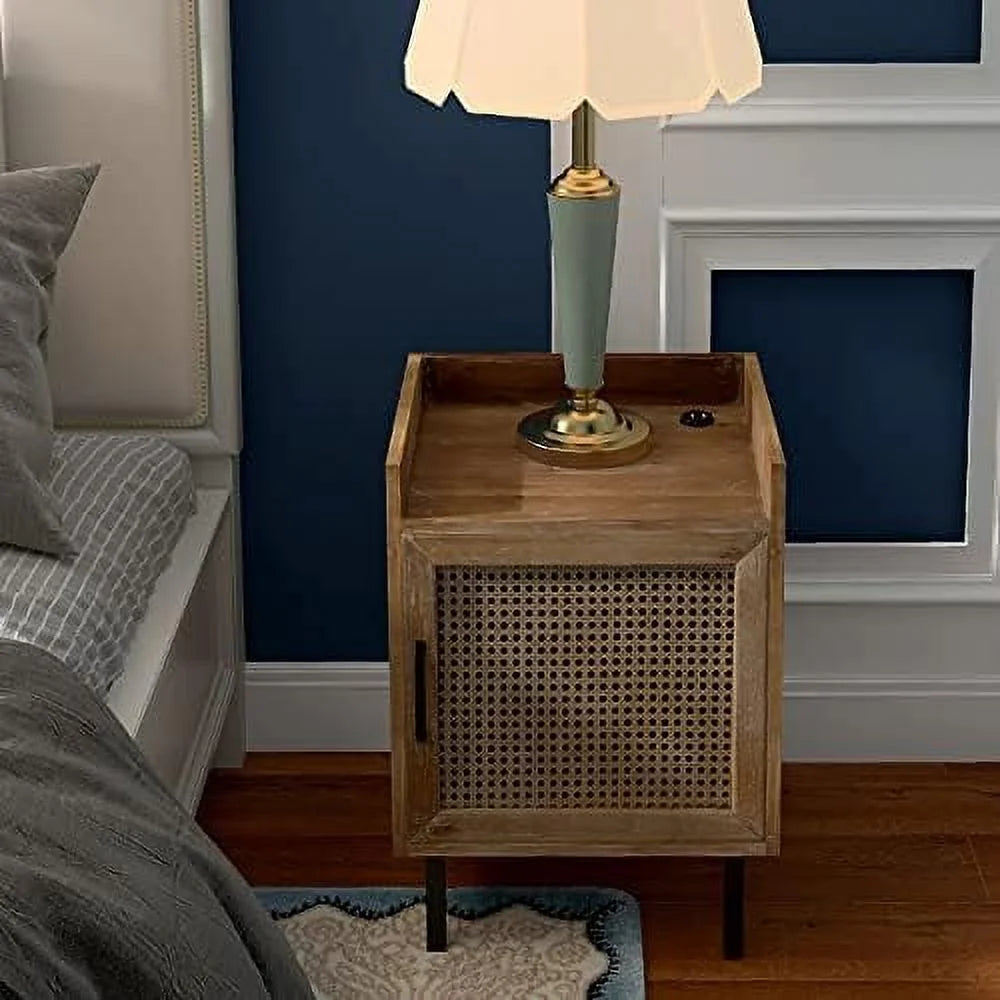 Woven Fronts Nightstand with 2 Drawers D803