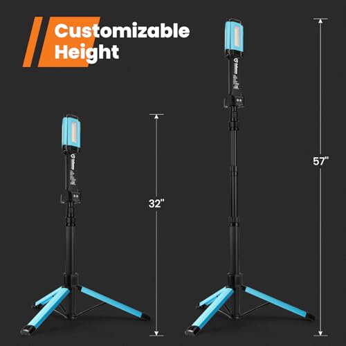 Rechargeable Cordless Work Light with Stand, Triple LED Lamps, 8AH Battery, Dimmable F694