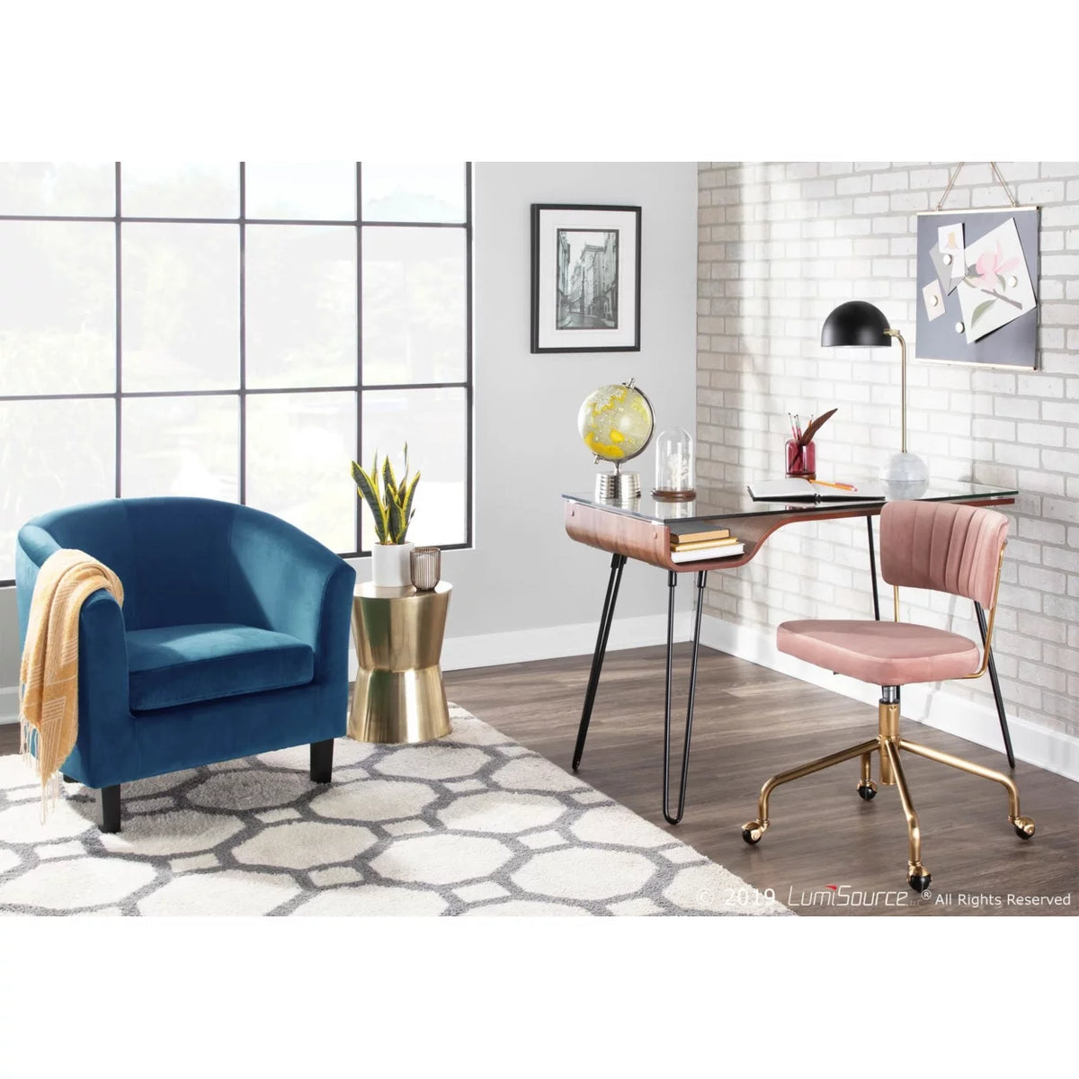 Mid-Century Modern Desk in Walnut Wood, Glass, and Black Metal S596501
