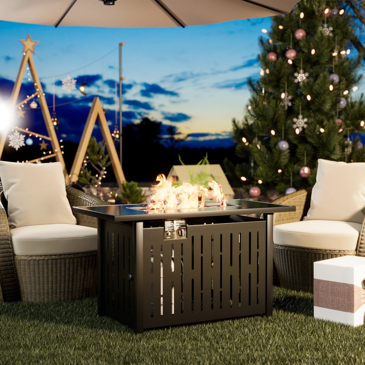 43 inch Propane Gas Fire Table 50000 BTU Outdoor Wicker F9891