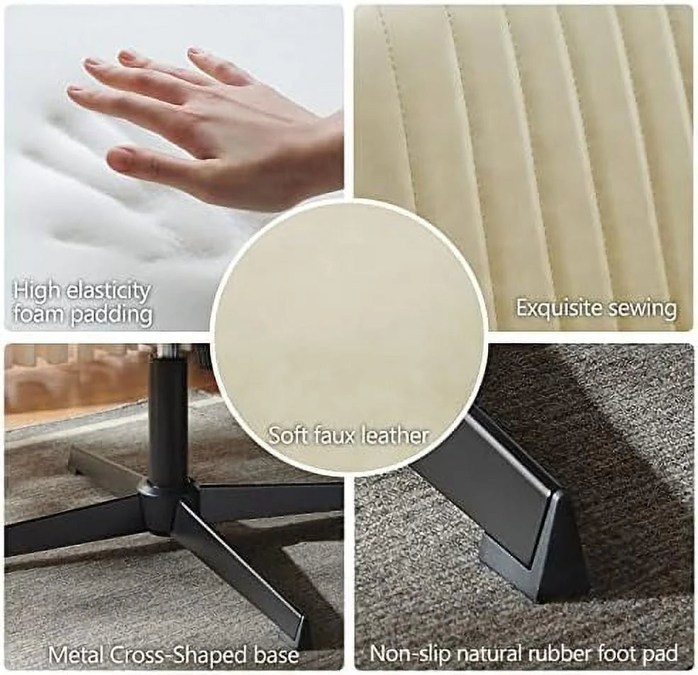 No Wheels Velvet Tufted Rocking Desk Chair with Foot Rest Stool and Lumbar Pillow W586592