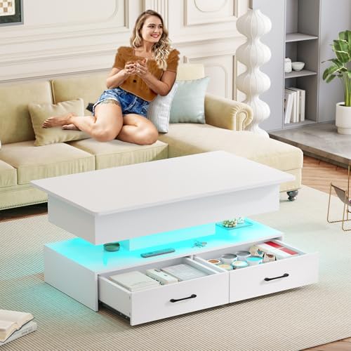 40" Lift Top Coffee Table with Storage and 2 Drawers J6554