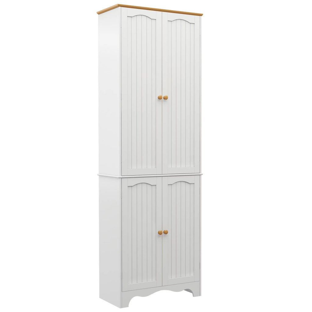 White 72'' Tall 4 Door Wooden Kitchen Pantry Cabinet U889