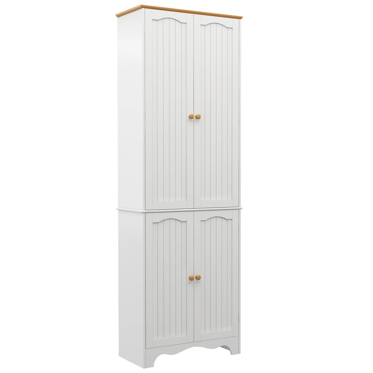 White 72'' Tall 4 Door Wooden Kitchen Pantry Cabinet U889