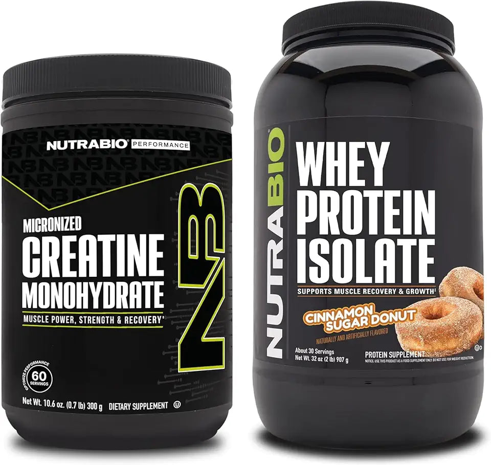 Unflavored Creatine Monohydrate and Cinnamon Sugar Donut Whey Protein Isolate Bundle B19908