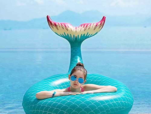 Inflatable Mermaid Tail Pool Float with Fast Valves Green T429
