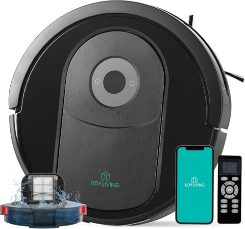 Robot Vacuum and Mop Combo, 4000Pa Suction, Self-Charging Smart Vacuum Cleaner with Water Tank & Dustbin, App Control (Black) L2261