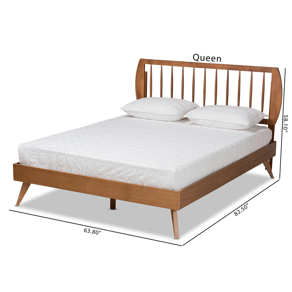 Queen Walnut Brown Engineered Wood Platform Bed G22801