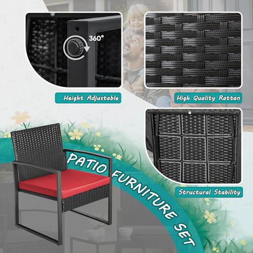 3 Piece Wicker Bistro Set with Coffee Table B6412