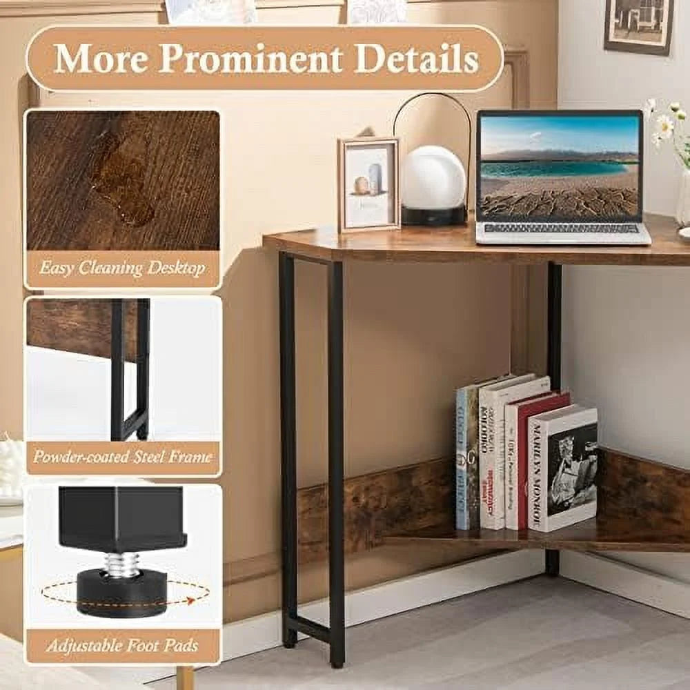 Corner Desk with Power Outlet Triangle Computer Desk C9372
