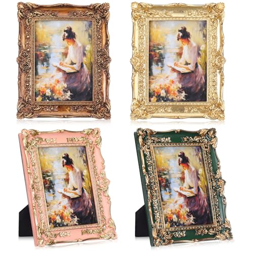 4 Pcs Vintage 4x6 Oval Ornate Picture Frame Set B65836