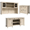 3-Piece Credenza Desk Hutch and Lateral File Cabinet E2917