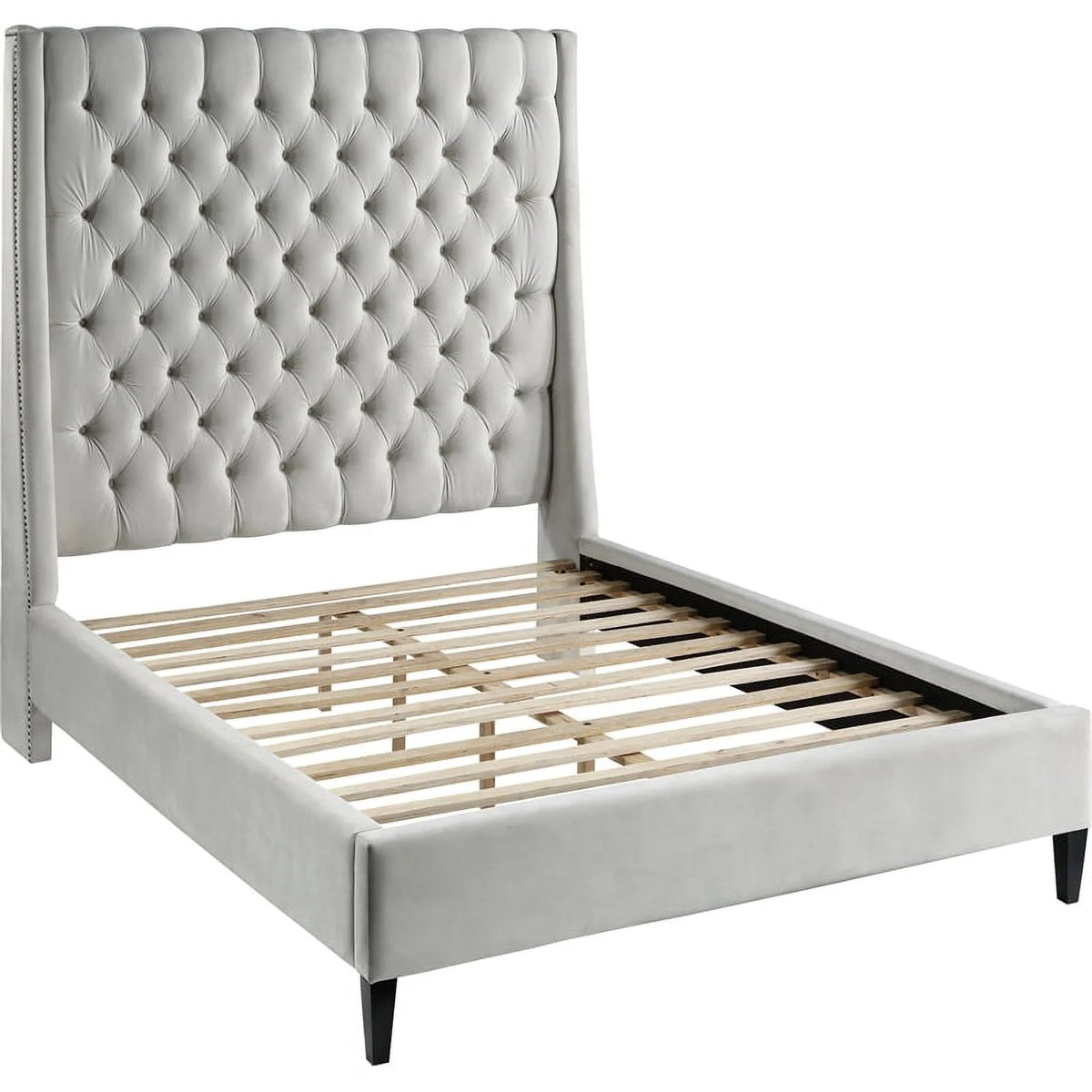 Cream Velvet Queen Bed J907436