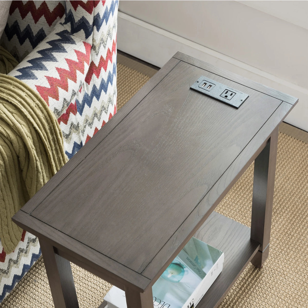 Rustic Oak Chairside Table C743535