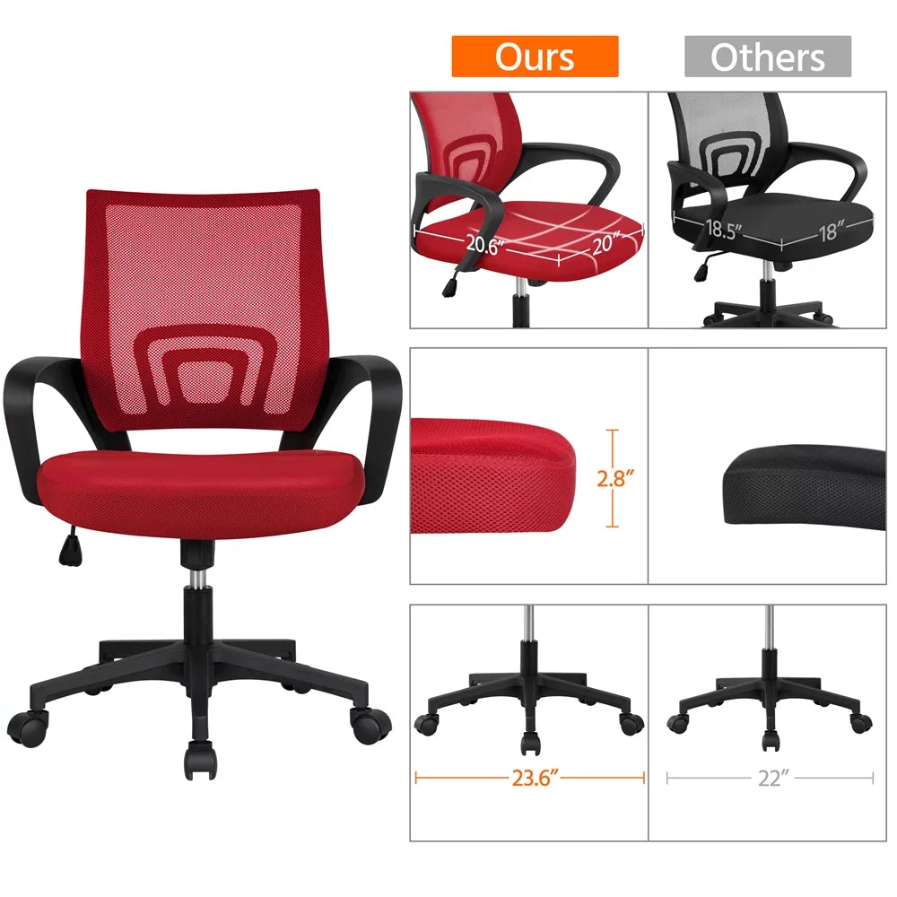 Red Mesh Office Chair with Armrest, Set of 2 L646