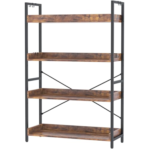 Adjustable 6 Tier Wood and Black Metal Bookcase O43167