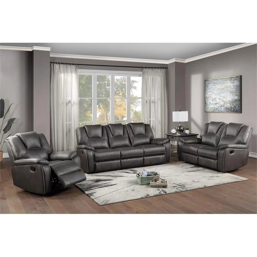 Charcoal Gray Faux Leather Manual Recliner J1131