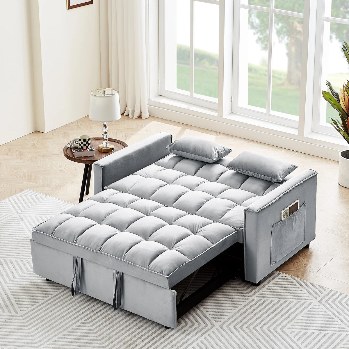 Black Velvet 3 in 1 Sleeper Sofa Bed L68150