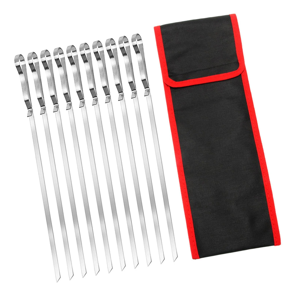 10 Pieces Barbecue Skewer Fork with Cloth Bag N184962