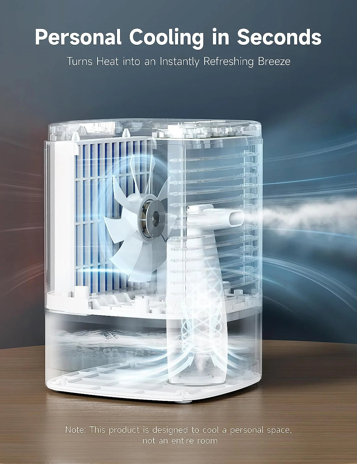 Portable Evaporative Air Cooler Fan Humidifier 23 oz R334580