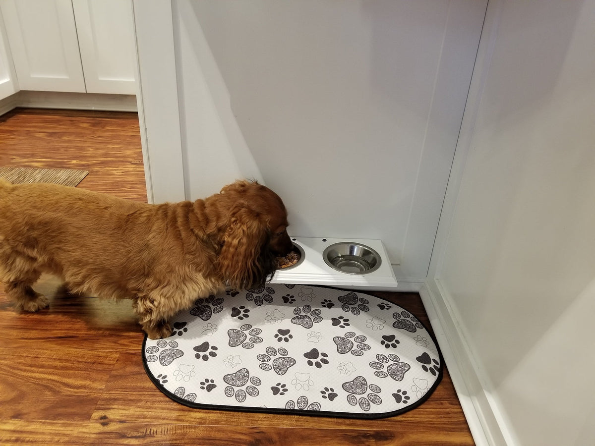 White Two Bowl Pet Food Holder L57441