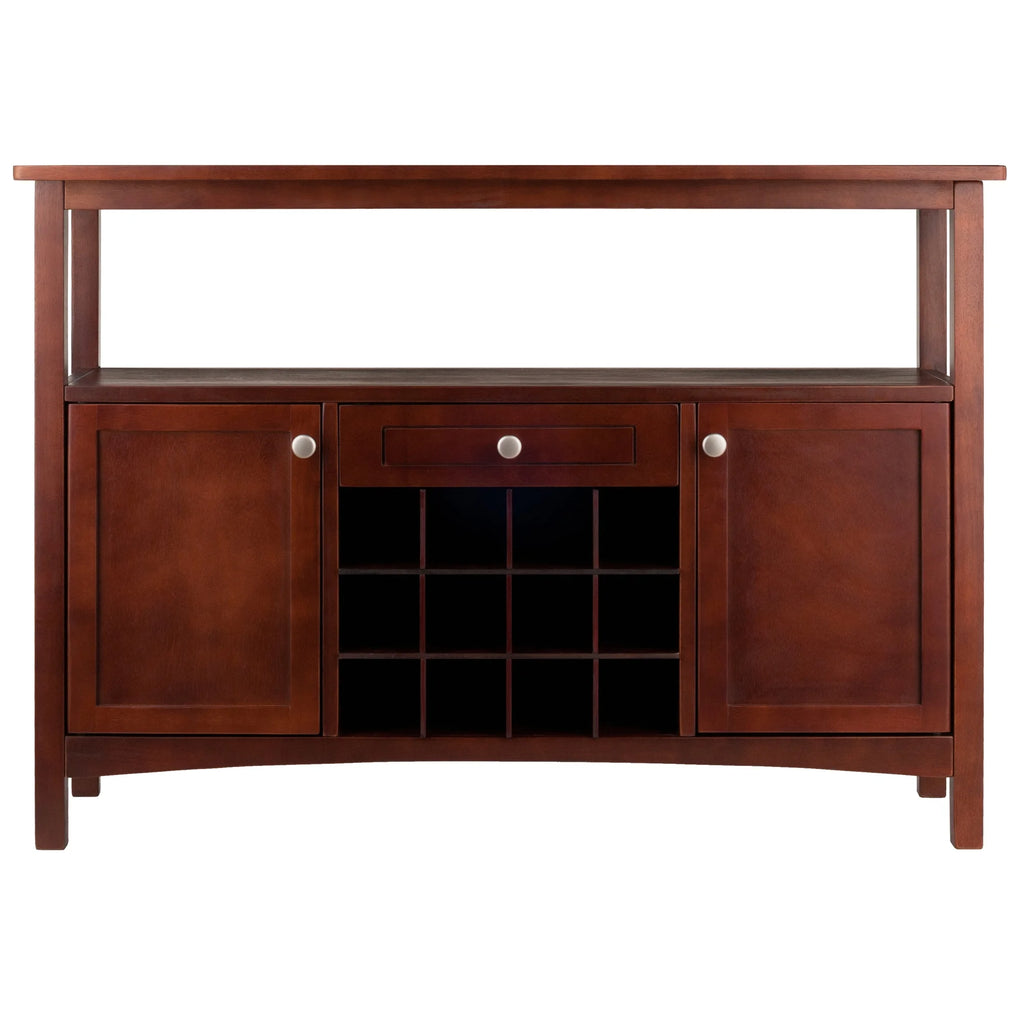 Walnut Finish Wood Buffet Display Cabinet I79268