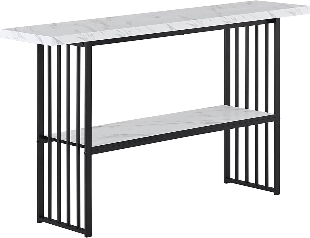 63" Console Table with 2 Storage Shelves White & Black M92109