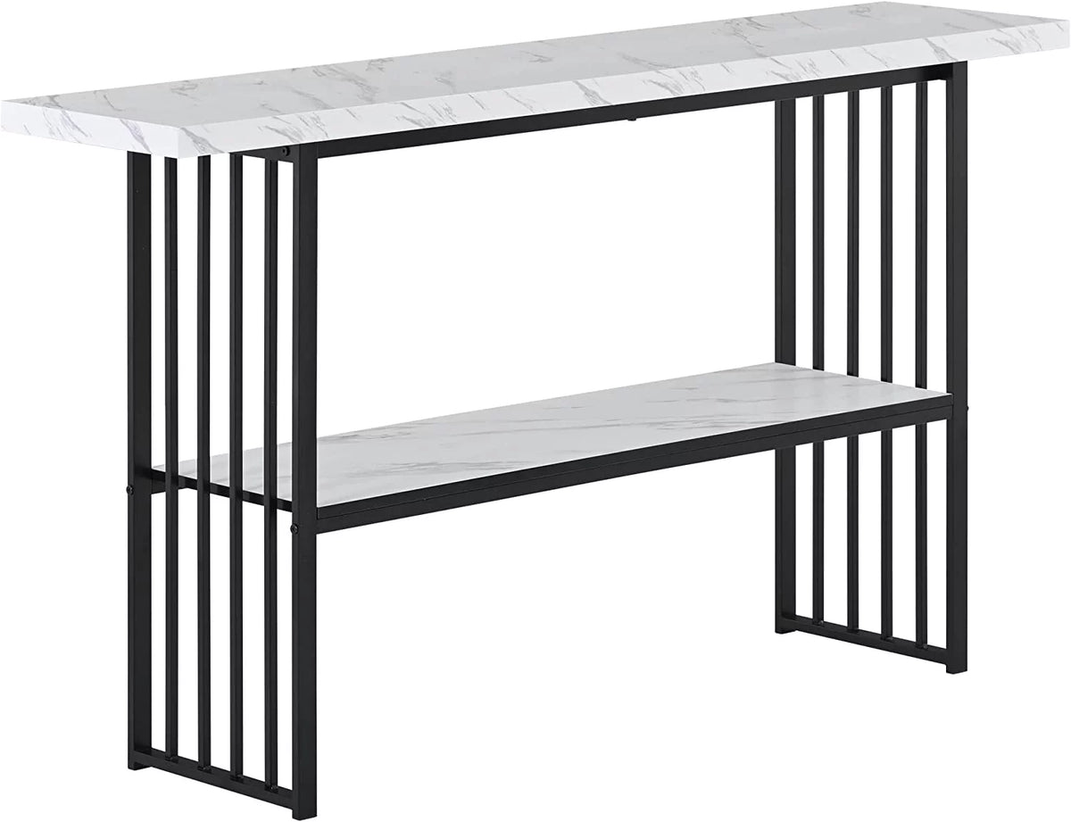 63" Console Table with 2 Storage Shelves White & Black M92109