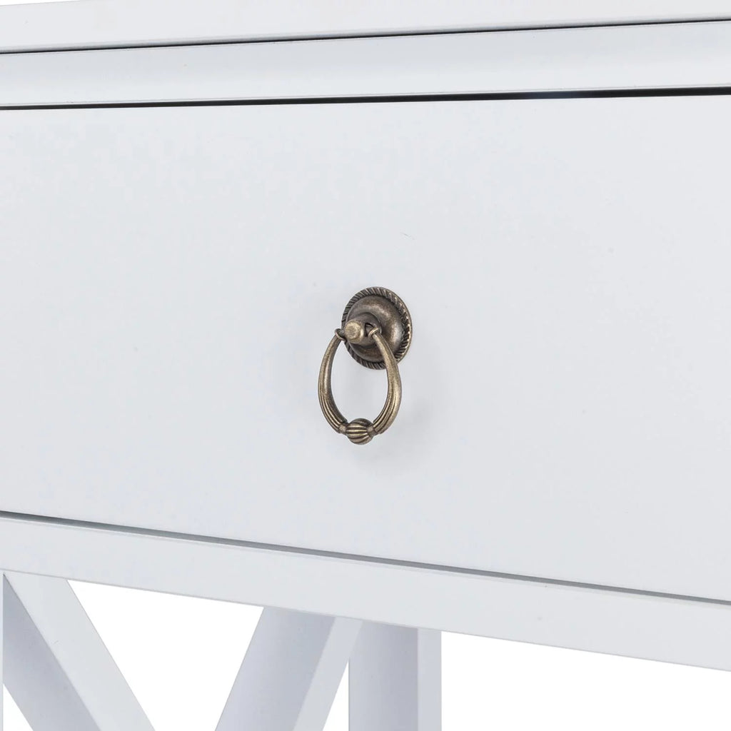 Set of 2 White Wood Nightstand with A Drawer P13992