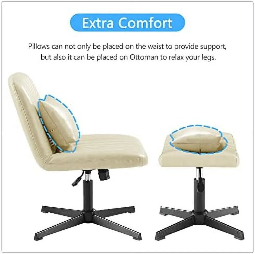 No Wheels Velvet Tufted Rocking Desk Chair with Foot Rest Stool and Lumbar Pillow W586592