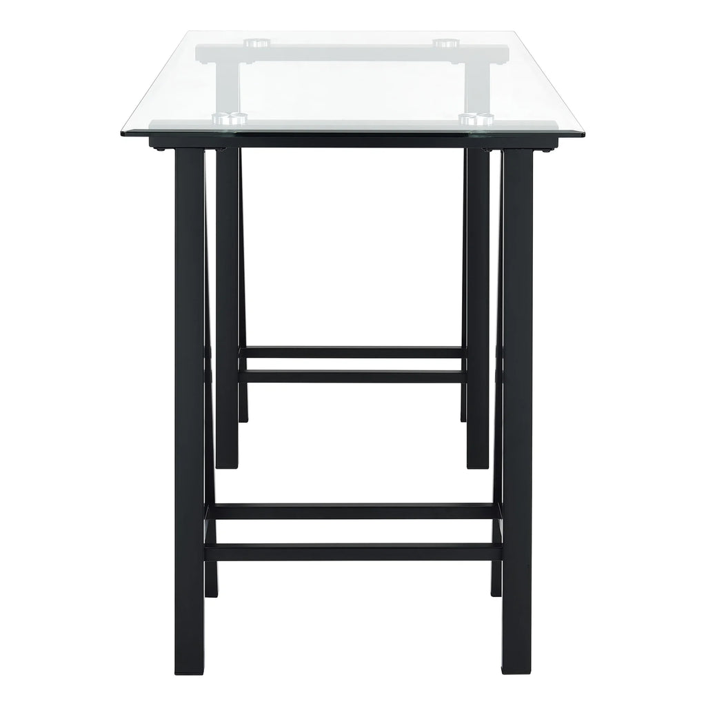 Writing Desk with Clear Glass Top and Black Base W669101