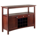 Walnut Finish Wood Buffet Display Cabinet I79268
