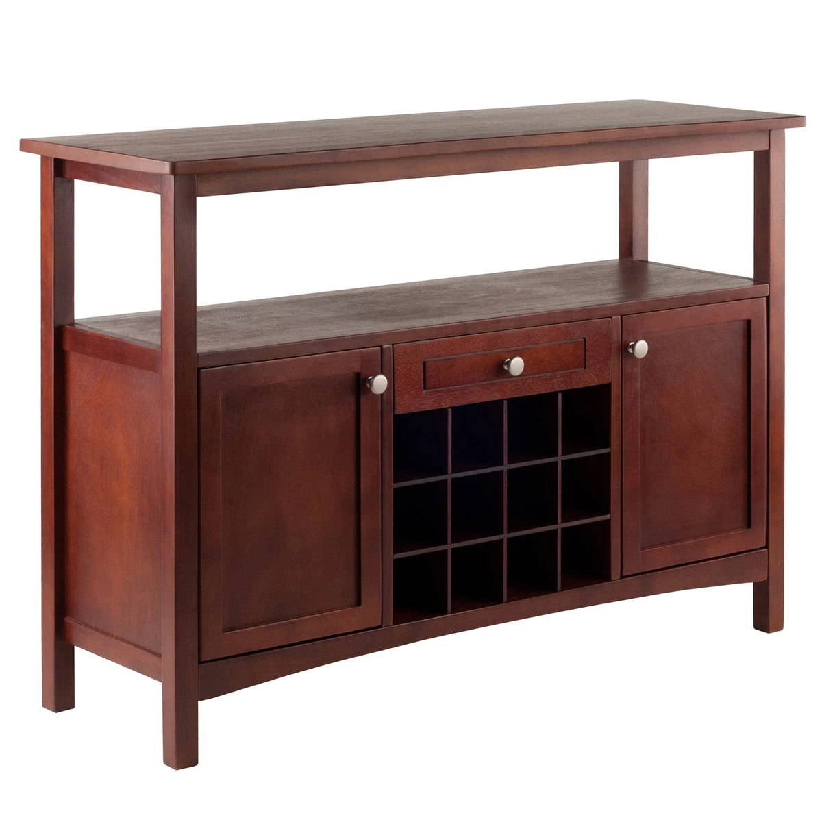 Walnut Finish Wood Buffet Display Cabinet I79268
