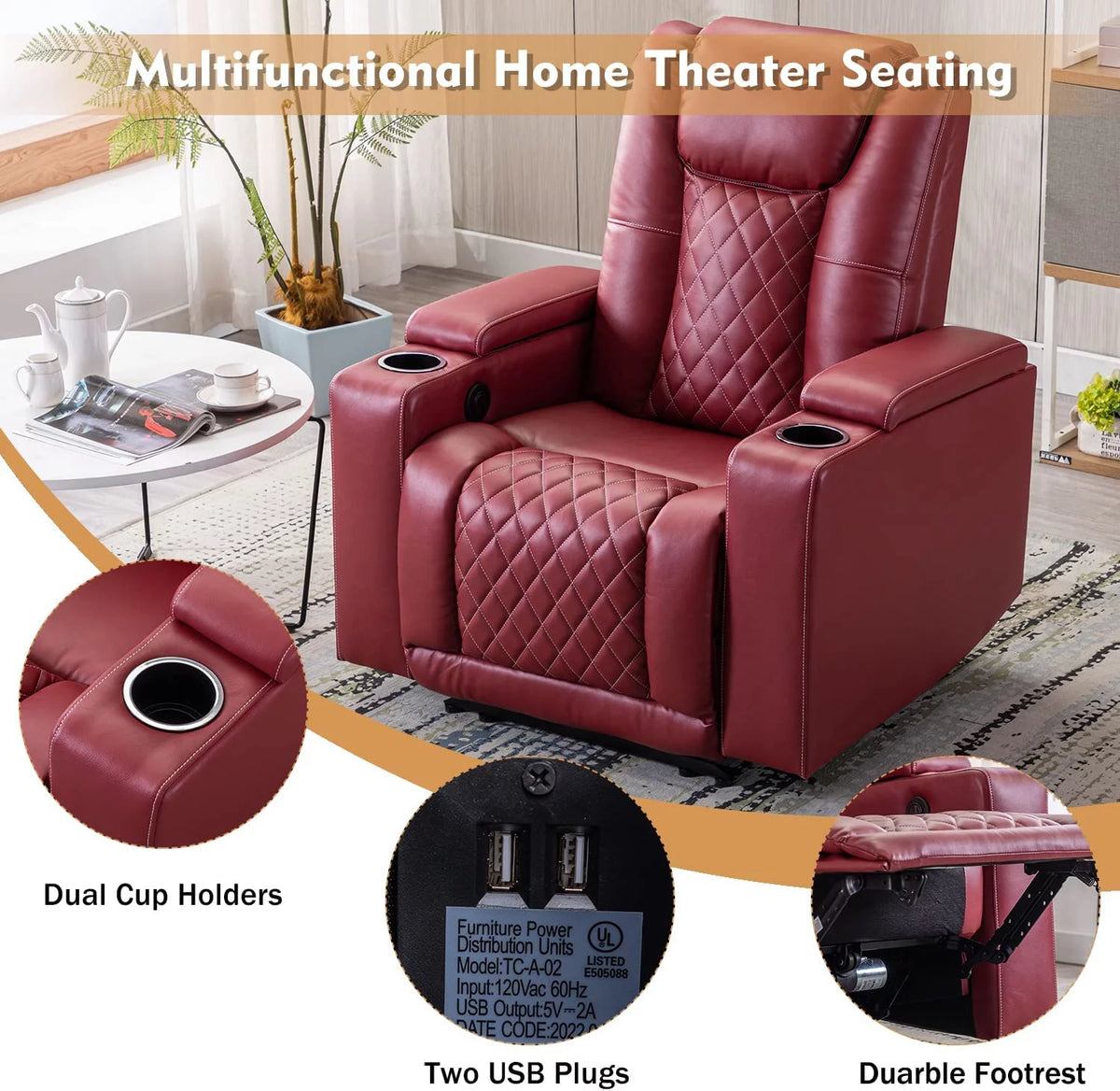 Black PU Leather Power Recliner Chair Set of 3 N770