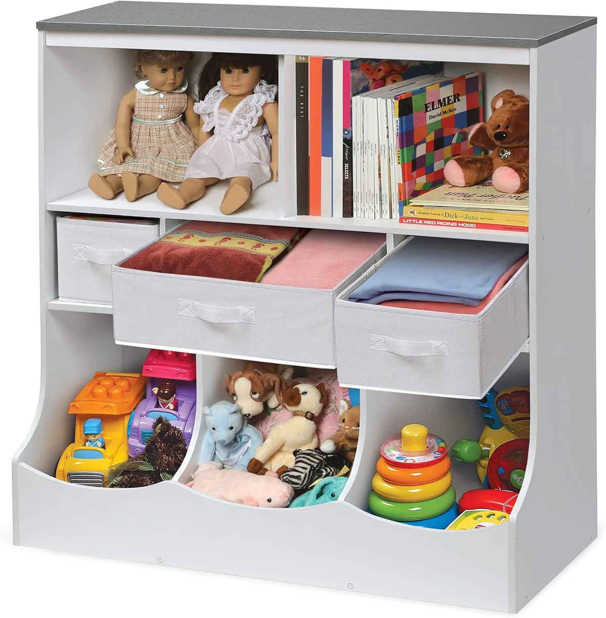 Toy Storage Unit and Book Shelf with 3 Baskets N702