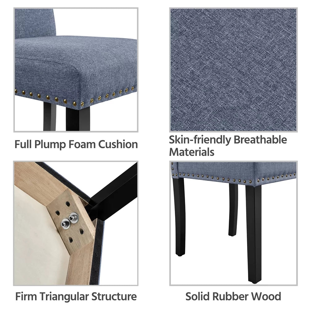 Fabric Upholstered Dining Chair Set of 2 Blue Q84361