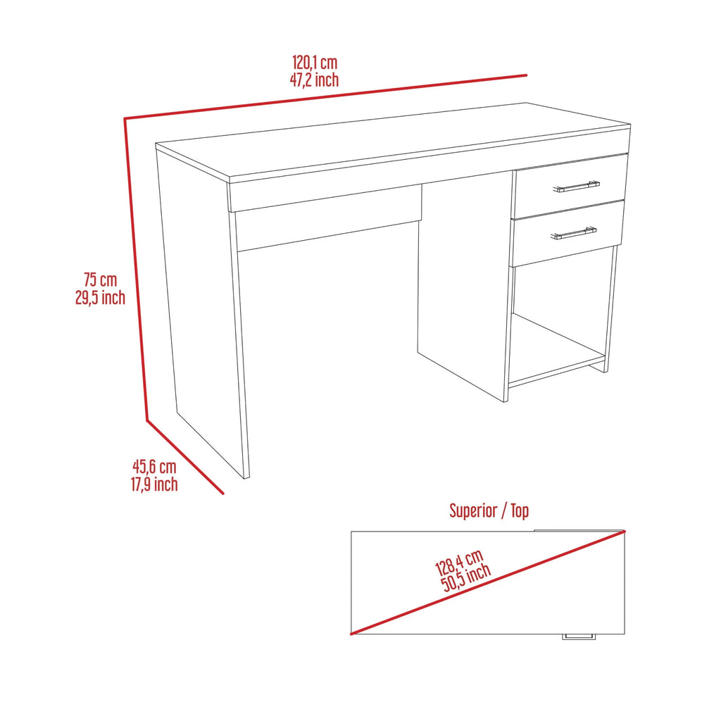 Light Gray Two Drawer Computer Desk with Lower Shelf Q162926