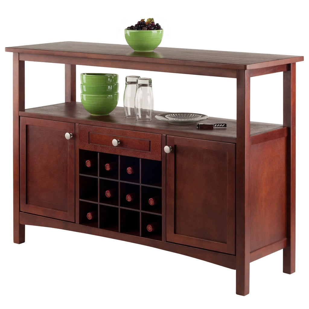 Walnut Finish Wood Buffet Display Cabinet I79268