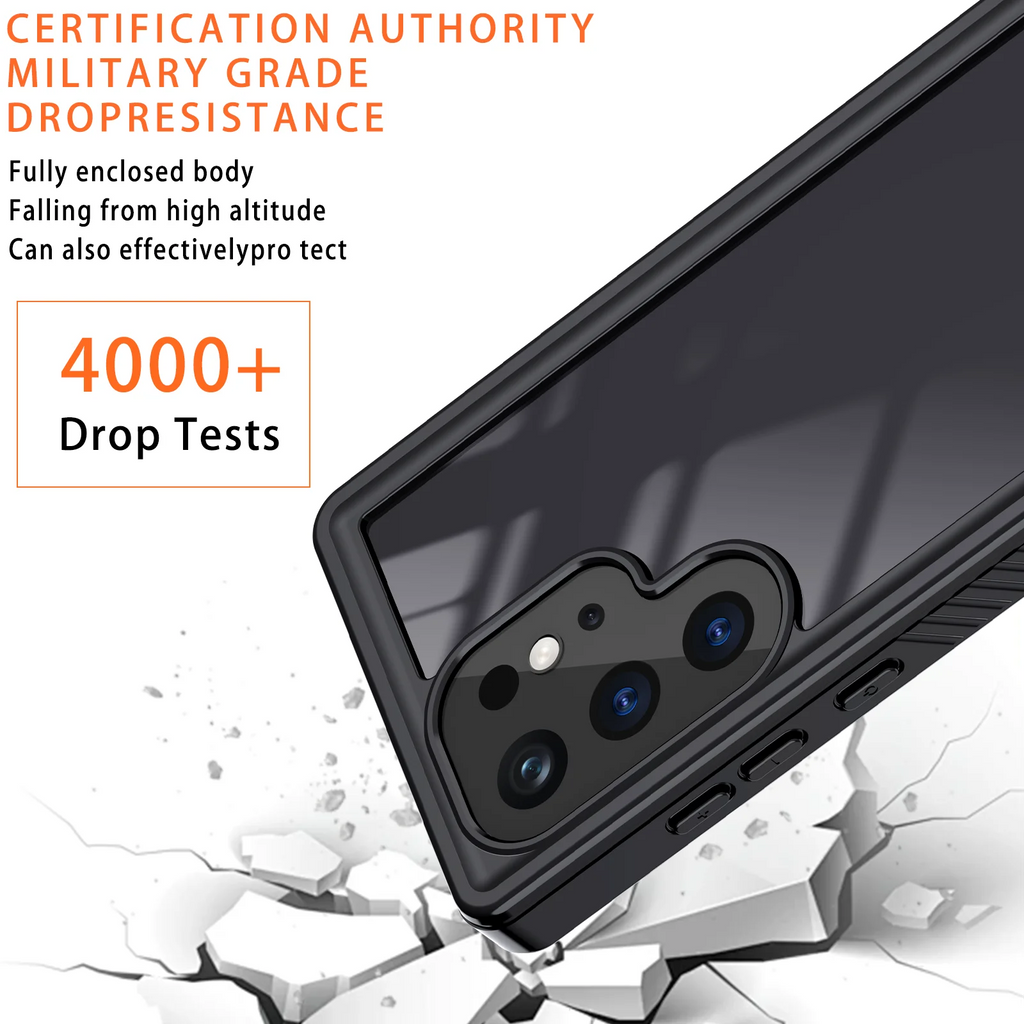 Black Waterproof Rugged Phone Case with Screen Protector Y930318