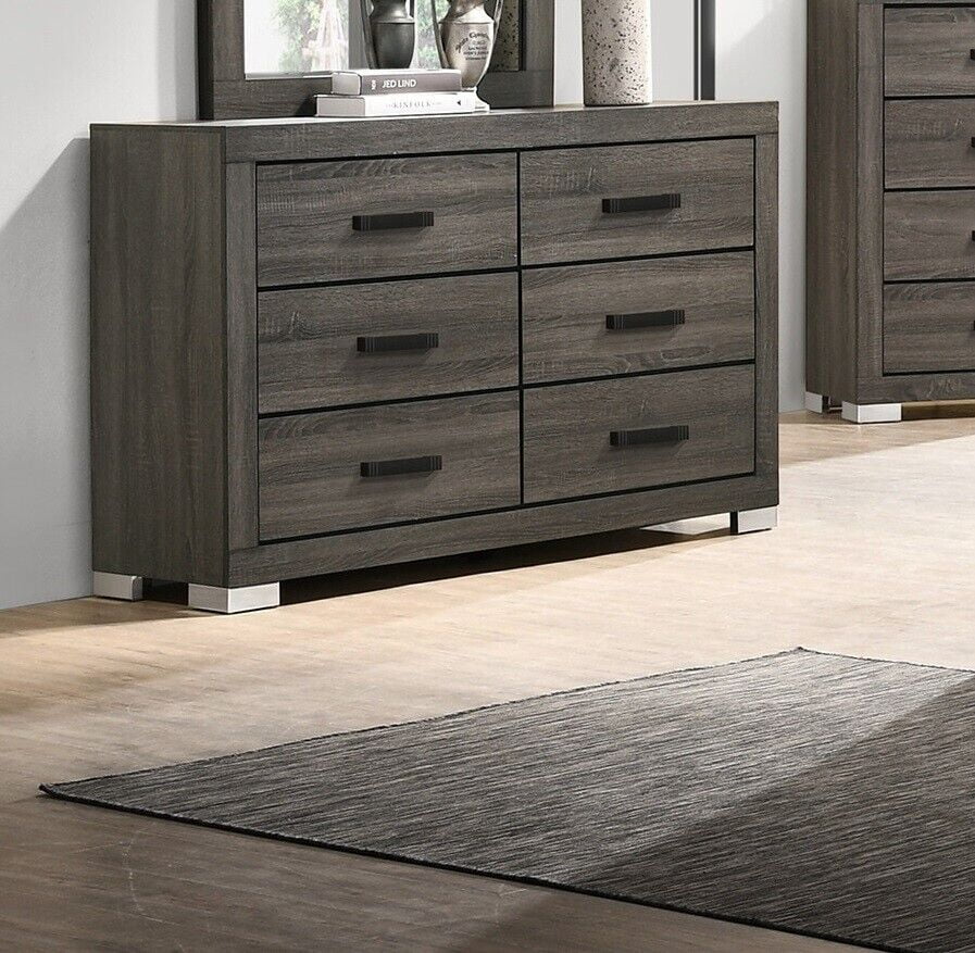 Queen Size 4pc Bedroom Furniture Set with Dresser Mirror Nightstand C694