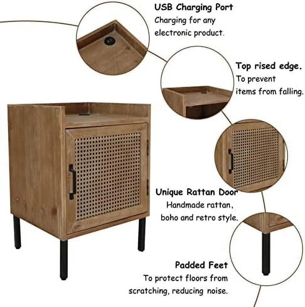 Woven Fronts Nightstand with 2 Drawers D803